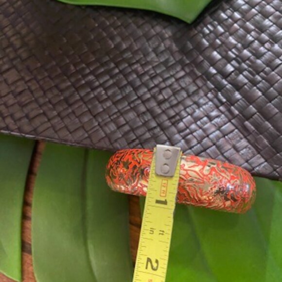 Enamel Orange and Gold Metal Bracelet NWOT Jewelry Bangle Bracelet Summer Style - Picture 13 of 14